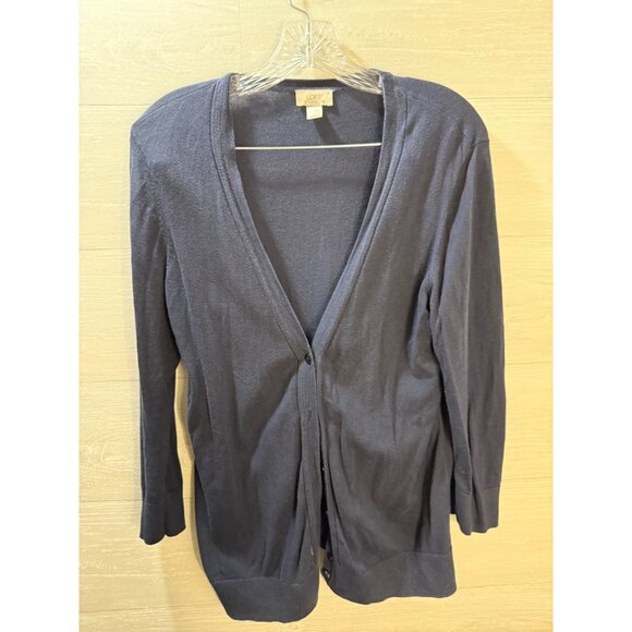 Loft Outlet Navy Blue Lightweight Open Front Cardigan Womens Size M Cotton Blend - Picture 5 of 8